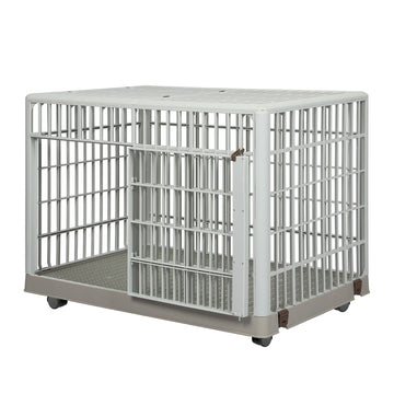 PaWz Dog Crate Pet Kennel Indoor Sturdy ABS Plastic Wheels Double Door S Petsleisure